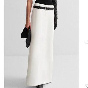 Elegant White Maxi Skirt - Sleek High-Waist Design